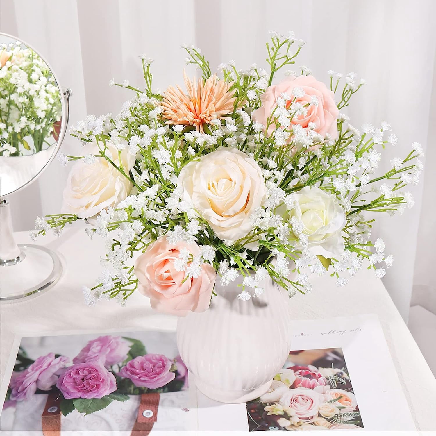 30 PCS Babys Breath Artificial Flowers Fake Babys Breath Flowers Artificial Bulk White Gypsophila Bouquets Real Touch Faux Flowers for Wedding Floral Arrangement Party Home Decoration