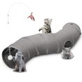 thumbnail image 1 of Túnel de gato resistente de tela Oxford plegable en forma de S para gatos interiores tubo interactivo con varita, 1 of 8