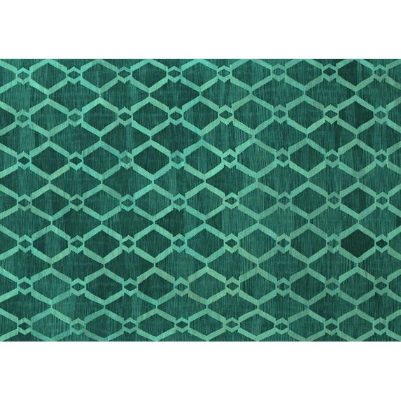Ahgly Company Machine Washable Indoor Rectangle Abstract Turquoise Blue Contemporary Area Rugs, 5' x 8'