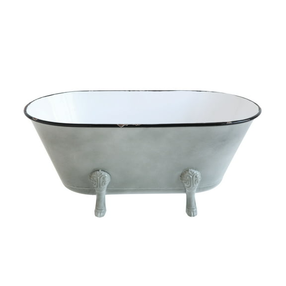 Woven Paths Grey Metal Bathtub Container with Feet