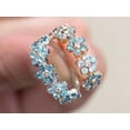 thumbnail image 2 of Art Deco Flower Eternity Wedding Band Aquamarine Blue Topaz Band Flower Ring Gift For Her Silver floral ring Promise ring Classic Ring Gifts, 2 of 2