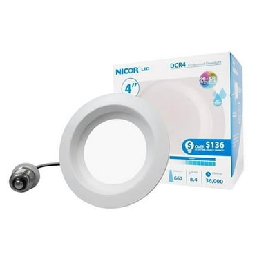 Nicor Lighting DCR41061202KWHBF 4 in. 2700K 60W Equivalent DCR4 Integrated LED White Baffle Round Dimmable Recessed Downlight