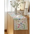 thumbnail image 5 of Table Runner 36 Inches Long for Kitchen Dining, Spring Floral Dresser Scarf Farmhouse, Dining Table Decorations for Wedding/Parties, Pink Blue Flowers Butterfly Farmhouse 13 x 36 In, 5 of 8