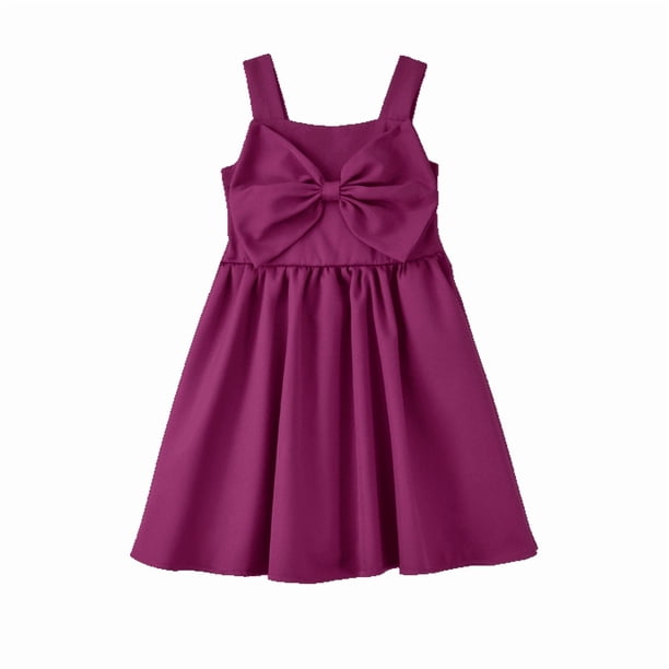 FLORY Vestido con Moño para Niña | Vestido casual para Niña | 0152, Magenta, M
