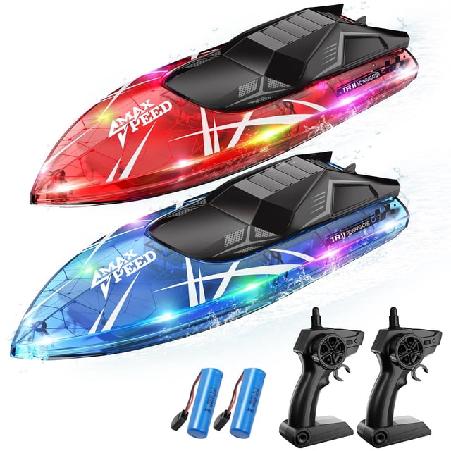 Bote TOLLCY con control remoto, paquete de 2 unidades con luces LED para niños