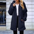 thumbnail image 6 of Women'S Long Sleeve Hooded Cardigan with Zipper Loose Plush Cardigan Jacket Women'S Plush Jacket Navy Blue M, 6 of 8