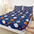 thumbnail image 3 of Homewish Ball Sport Lovers Twin Sheet Sets,Basketball Football Baseball Twin Fitted Sheet,Deepblue White Browne Flat Sheet For Boys Kids,Ultra Soft Home Decor,3-Piece, 3 of 7