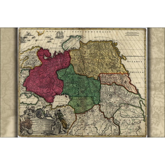 24"x36" Gallery Poster, map of western russia 1704