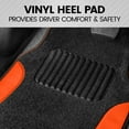 thumbnail image 4 of BDK Orange Carpet Car Floor Mats, Two-Tone Faux Leather Automotive Floor Mats, Includes Anti-Slip Features and Built-in Heel Pad, Stylish Floor Mats for Cars Truck Van SUV, 4 of 7