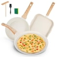 thumbnail image 1 of Juego de 3 Sartenes y Crepera Antiadherente, Sartén Antiadherentes de Granito Blanco, Libre de PFOS y PFOA, Sarten Apto para Todas Las Estufas (24 cm, 25 cm y 28 cm), 1 of 8