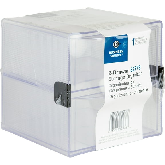 Business Source, 2-drawer Storage Organizer, 1 Each, Clear