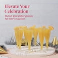 thumbnail image 2 of 100 Gold Plastic Champagne Flutes - 4.5 oz Disposable Champagne Glasses for Toasting at Weddings, Mimosas, Cocktails, Great Gatsby Party Decorations, and Events, 2 of 6