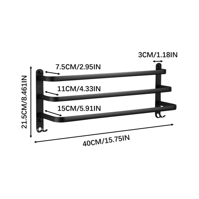 Yhmxh Black Space Aluminum Towel Rack, Towel Rod, Pole Bathroom Upper And Lower Pole, Towel Rack, Towel Rack