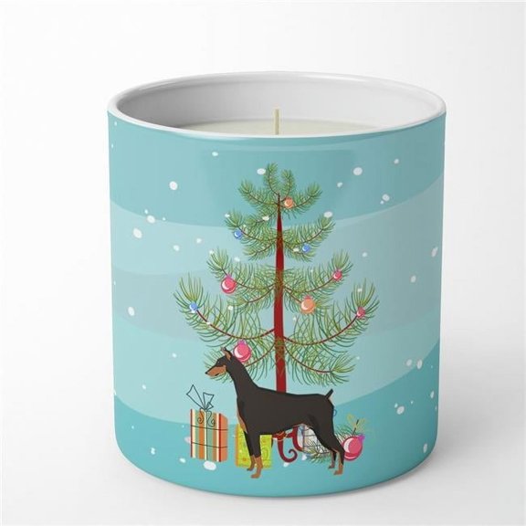 Carolines Treasures CK3535CDL 3.75 x 3.25 in. Unisex Doberman Pinscher Christmas Tree 10 oz Decorative Soy Candle