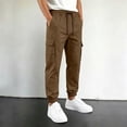 thumbnail image 2 of YaEYa Boys Cargo Pants Baggy Pull on School Uniform Pants Casual Drawstring Elastic Waisted Open Bottom Straight Leg Trousers with Pockets (Army Green,5-6 Years), 2 of 7