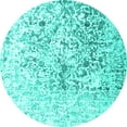 thumbnail image 1 of Ahgly Company Machine Washable Indoor Round Abstract Turquoise Blue Contemporary Area Rugs, 6' Round, 1 of 4