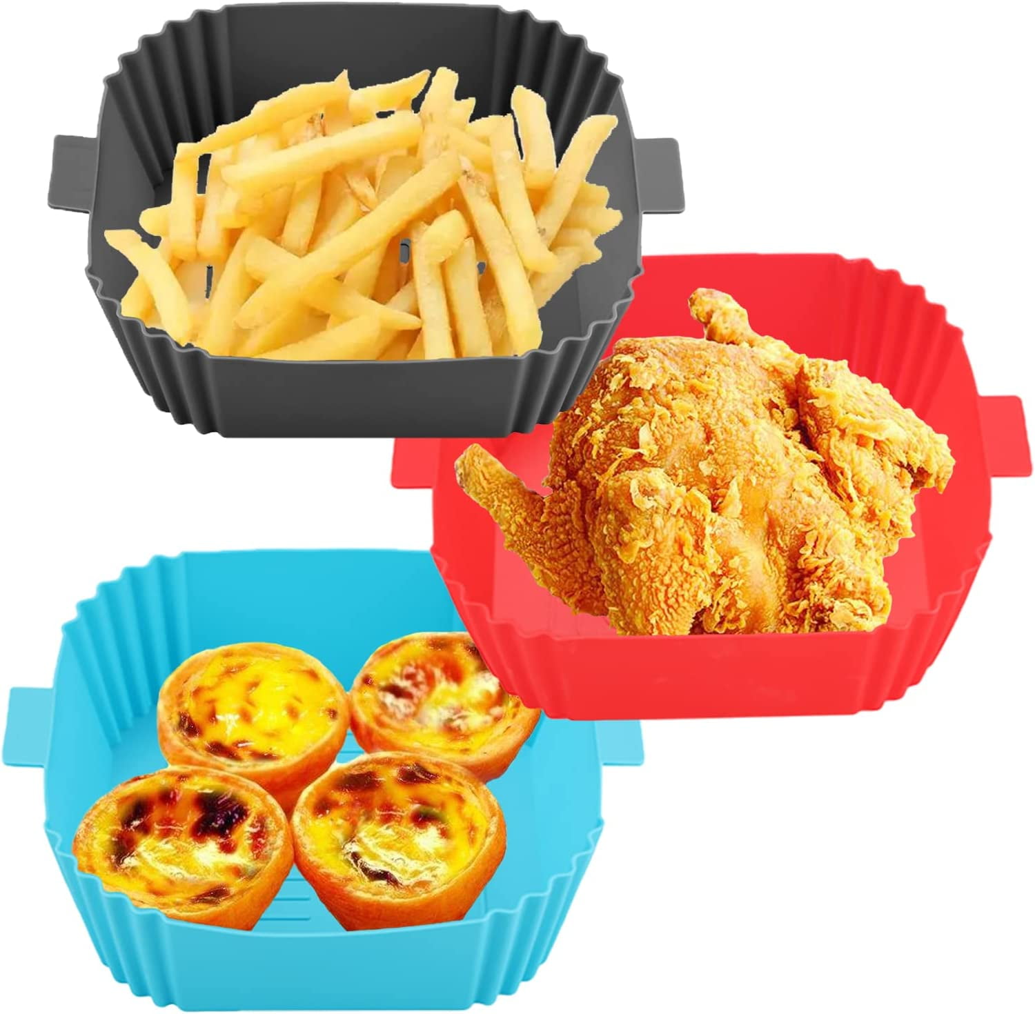 3Pack Air Fryer Silicone Liners, 7.5 Inch Air Fryer Pot For 46QT