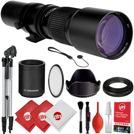 Opteka 500mm/1000mm f/8 Manual Telephoto Lens for Fuji X-Pro2  X-Pro1  X-T100  X-H1  X-T20  X-T10  X-A10  X-E2S  X-T3  X-T2  X-T1  X-E3  X-E2  X-E1  X-M1  X-A5  X-A3  X-A2  and X-A1 X Digital Cameras