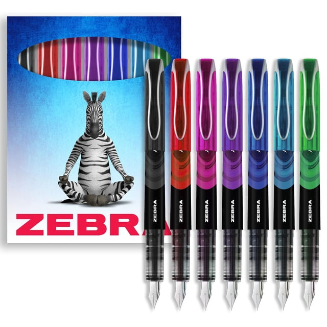 Pluma estilográfica desechable Zebra Pen Fuente, paquete de 7 colores