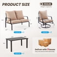 thumbnail image 2 of MAYEERTY 4-Piece Metal Frame Outdoor Patio Set with 2 Swivel Chairs, 1 Loveseat, and 1 Coffee Table, 2 of 9