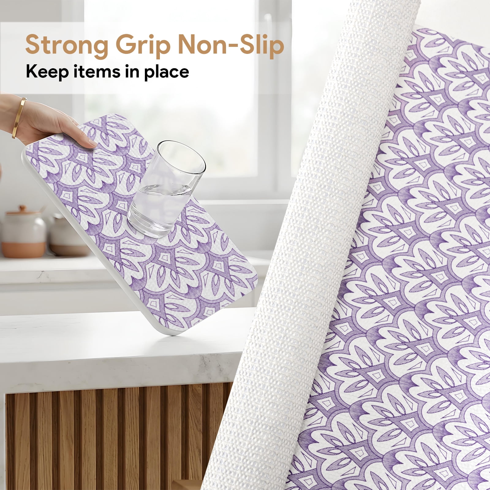 RAY STAR 12x120 Inch Shelf Liner Non Slip, Non Adhesive Drawer Liner, Waterproof Shelf Liners for Kitchen Cabinets