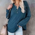 thumbnail image 2 of Long Sleeve Button Tops,Blouse Long Sleeve Round Neck Tops Pure Color Pullover Long Sleeve Tops Exceptional Value, 2 of 4