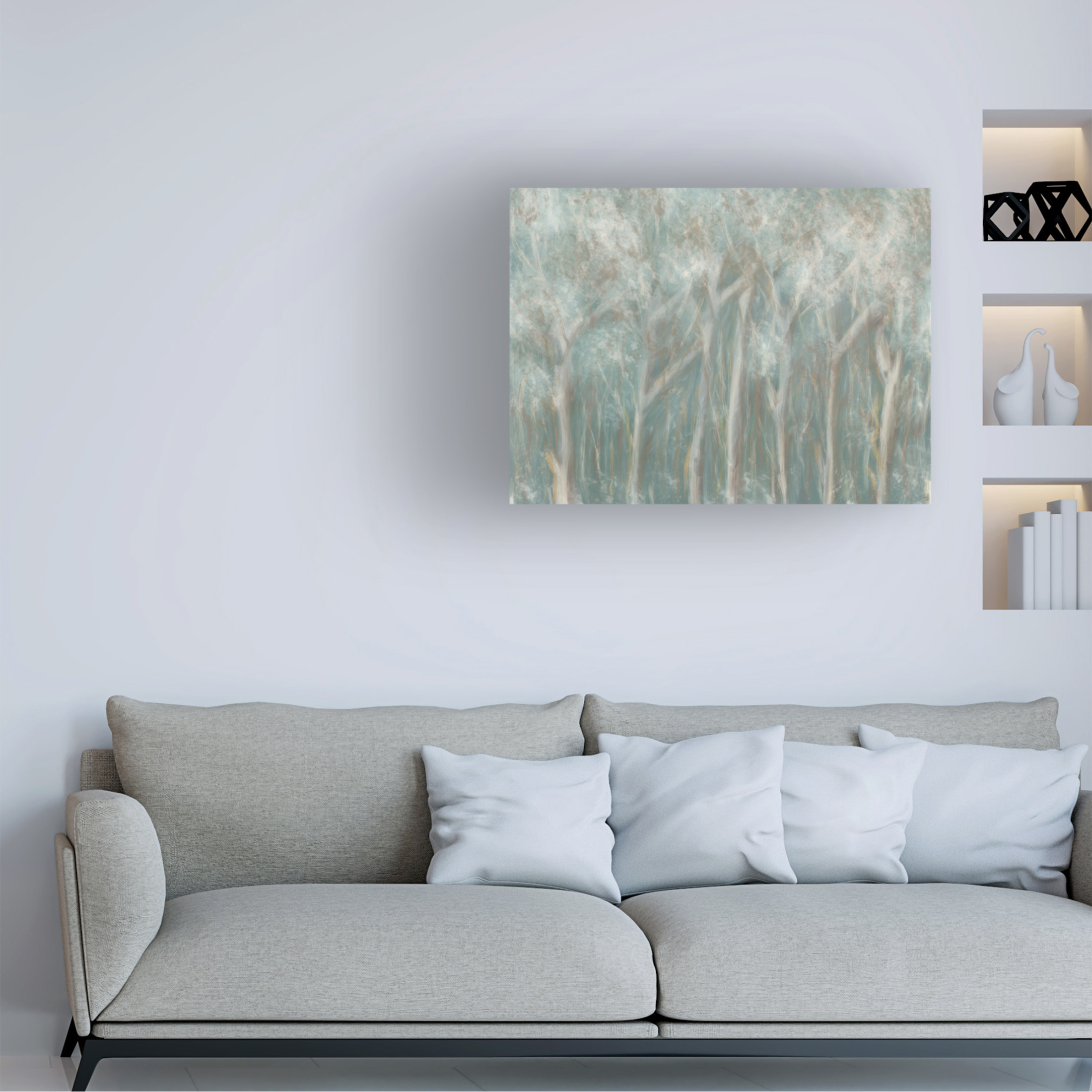 Canvas Wall Art - Line and Brush 'Abstract Treescape View' Wall Art for Living Room, Bedroom, or Office Décor by Trademark Fine Art - 24 x 18 Inches
