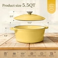 thumbnail image 3 of Overmont Enameled Cast Iron Dutch Oven - 5.5QT Pot with Lid Cookbook & Cotton Potholders - Heavy-Duty Cookware for Braising, Stews, Roasting, Bread Baking Goose Yellow, 3 of 8