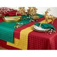 thumbnail image 4 of SARO 6081.BU70S 70 in. Scintillio Square Polyester Christmas Table Cloth with Checkered Pattern - Burgundy, 4 of 5