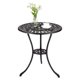 thumbnail image 1 of Yeshouse Mesa auxiliar redonda de jardín de 60 cm, aluminio fundido con estampado floral, resistente a todo clima, ideal para patio, balcón y piscina, 1 of 9