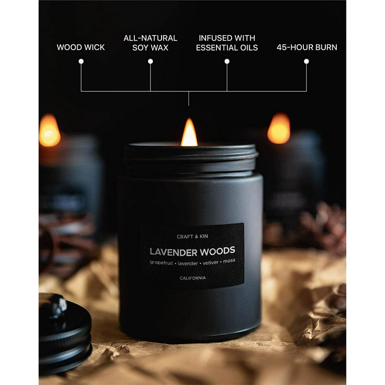 Scented Candles for Men | Lavender and Wood Scented Candles for Home | Soy  Candles, Mens Candle, Wood wick Candles Clearance | Masculine Candle, Long