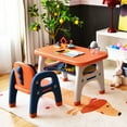 thumbnail image 2 of Gymax Kids Study Desk Dinosaur Table & Chair Set w/ Building Blocks Activity Orange, 2 of 10