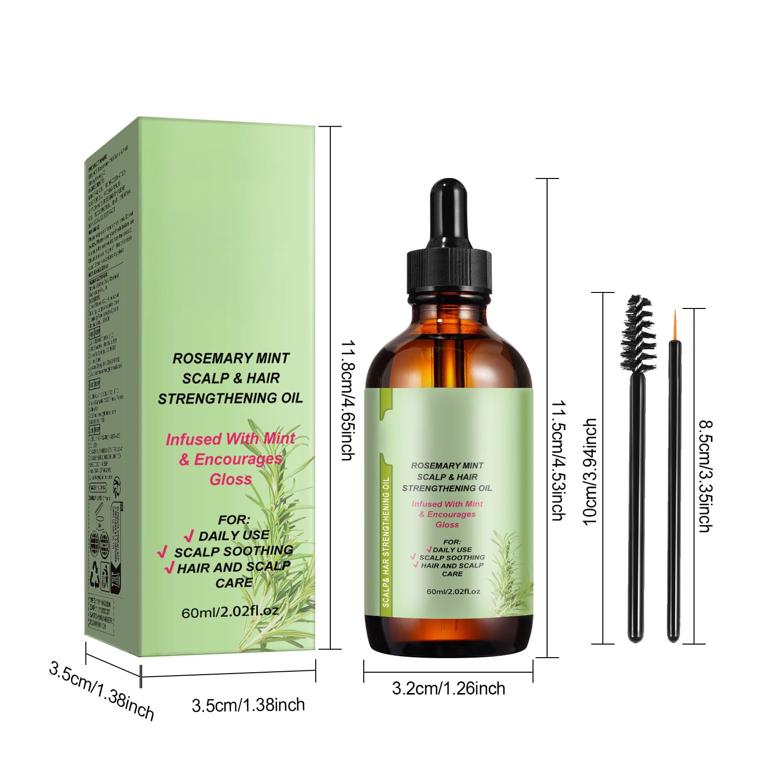 Alvantor Rosemary Hair Oil for Dry, Damaged Hair - Frizz Control and Growth Treatment, 2.02 fl oz