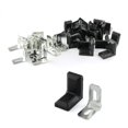 thumbnail image 1 of E-outstanding 20 soportes de esquina de metal en forma de L de 90 grados, color negro, con cubierta de plástico y 40 tornillos M4 x 16 mm, herrajes ajustables para colgar en ángulo recto, junta de sop, 1 of 5