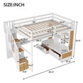 thumbnail image 2 of Harper & Bright Designs Full Size Loft Bed with Stairs and Desk, Wood Loft Beds Frame with Storage Drawers and Bookcase Shelves for Adults, Natural+White, 2 of 13