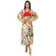 thumbnail image 2 of Bimba Womens Floral Rayon Kaftan Long Maxi Caftan Dress Night Wear Coverup, 2 of 8