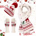 thumbnail image 2 of HNMKIU Three Piece Cold Proof Knitted Hat Scarf Set With European Autumn Winter Warm Accessory For Daily Casual Wear White - One Size, 2 of 6