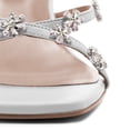 thumbnail image 3 of FSJ Women Crystal Flower Slip on Mules Open Square Toe Spool High Heels Summer Beach Party Slide Shoes Size 14 White, 3 of 4