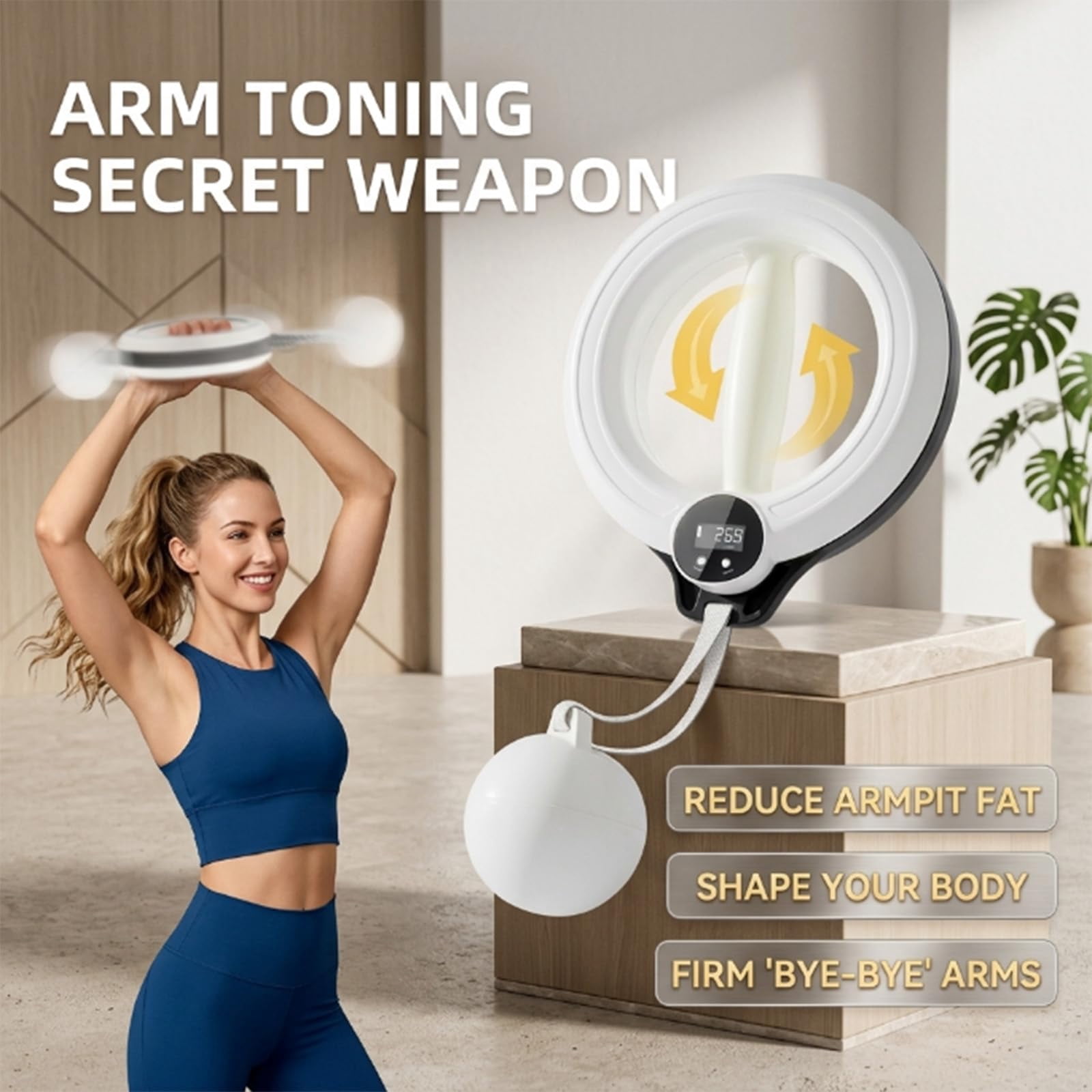 Arm Hoop, 360° Forearm & Wrist Trainer with Digital Counter, Arm Toning Exerciser for Women & Men, Upper Body Strength Fitness Gear for Home Gym