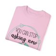 thumbnail image 3 of Humorous Babies Bellies Expecting Mommas Reveals Sayings Hilarious Birthing Offsprings Tummies Statements Unisex Garment-Dyed T-shirt, 3 of 4