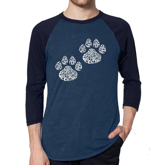 LA Pop Art Men's Raglan Baseball Word Art T-shirt - Cat Mom