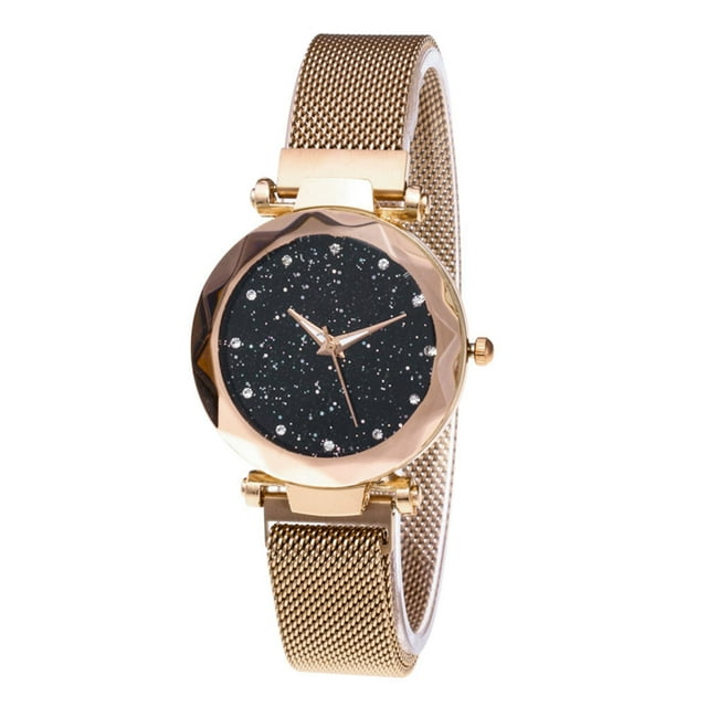 Reloj de pulsera de novia de cuarzo analógico con banda de malla, reloj Star Sky para mujer, regalo de vacaciones seitruly EL2302-00