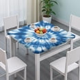 thumbnail image 3 of Blue White Tie Dye Spiral Pattern Square Fitted Tablecloth with Elastic Edge,Square Table Cover,Washable Elastic Table Cover for Home Kitchen Party Decor 36"x36", 3 of 6