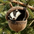 thumbnail image 7 of Badger Forest Animal Acrylic Christmas Ornament, 3 Inch Cute Woodland Hanging Decor With Loop, Whimsical Holiday Tree Wall Window Ornament, 7 of 7