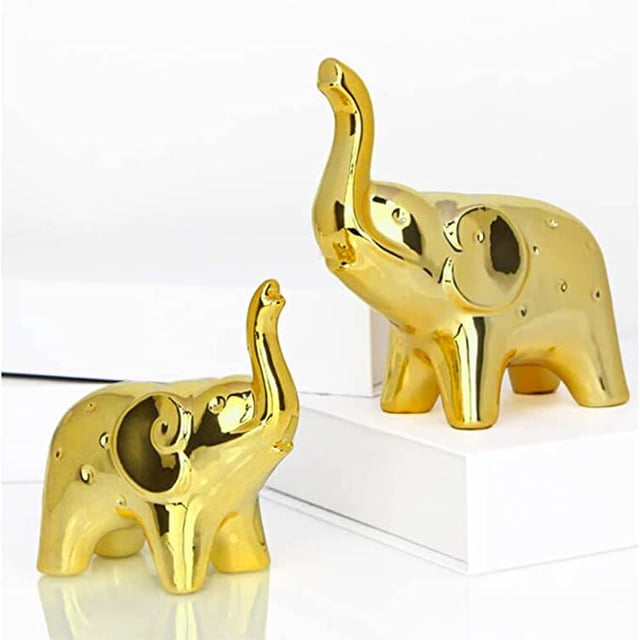 Figuras de Estatua de Elefante Dorado JAMW Decoración Moderna para el Hogar Mather Lucky Baby
