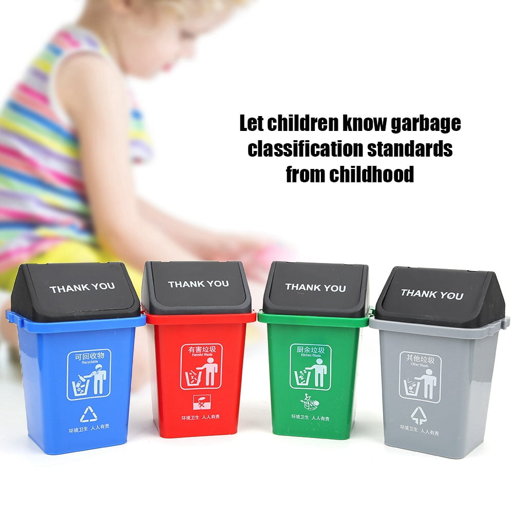 Peahefy Trash Educational Toy,4 pcs Mini Kids Garbage Classification