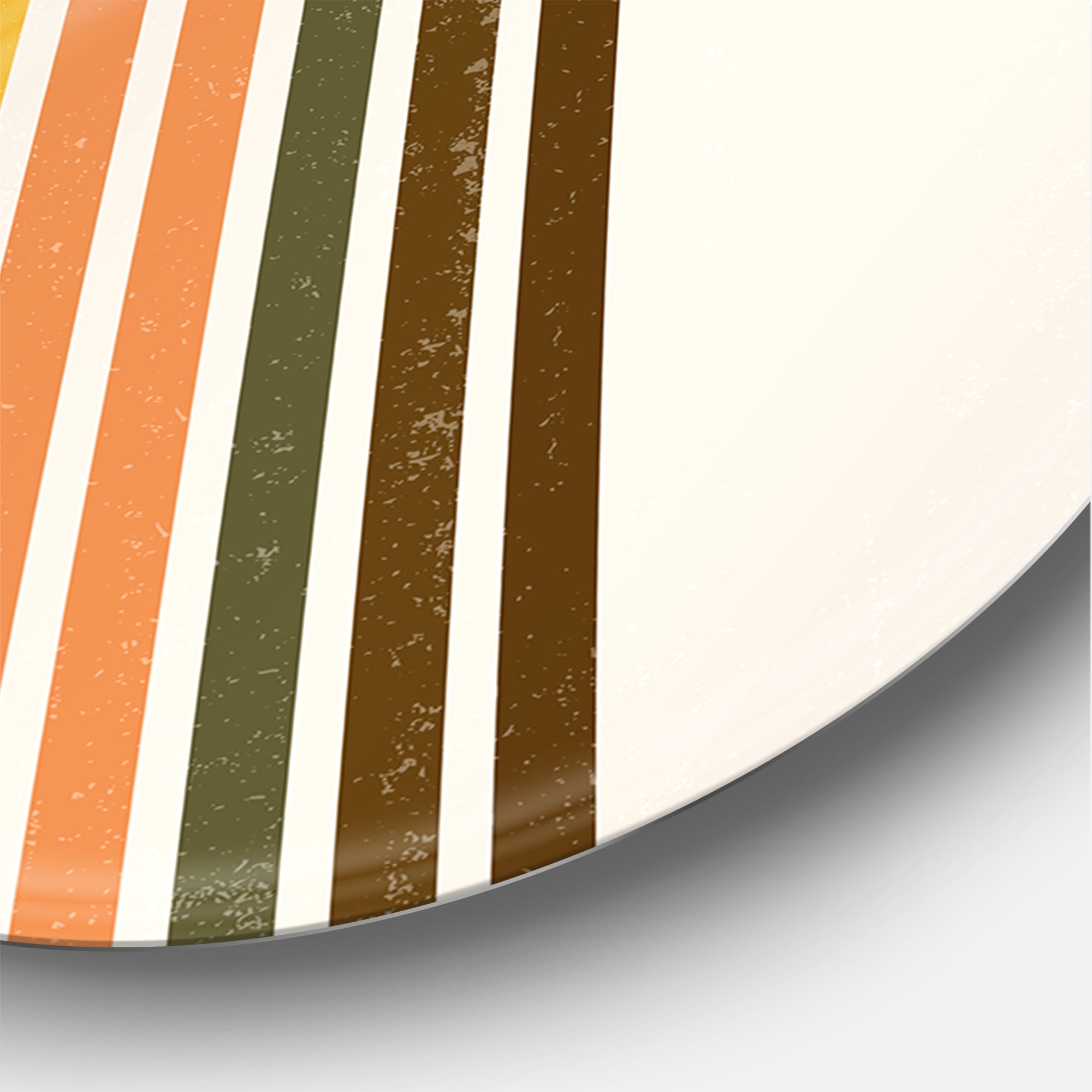 Designart 'Abstract Retro Rainbow With Yellow Sun' Modern Circle Metal Wall Art 11x11 - Disc of 11