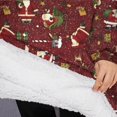 thumbnail image 3 of Oversized Wearable Blanket Hoodie,Red Christmas Santa Pattern Sherpa Blanket Hoodie with Super Pockets,Super Warm Fuzzy Pullover for Women & Men, 3 of 6