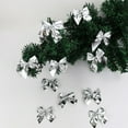 thumbnail image 2 of Scheam 12 Pcs Festival Bowknot Christmas Tree Decorations Silver Mini Christmas Bows Glitter Ribbon Bows Ornaments with Foil Tie for DIY Crafts Gift Wrapping Holiday Wreath Home Decoration, 2 of 6