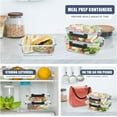 thumbnail image 4 of 6 Pack Glass Meal Prep Containers, Leak Proof Airtight Bento Boxes, Freezer to Microwave Safe, 4 of 5
